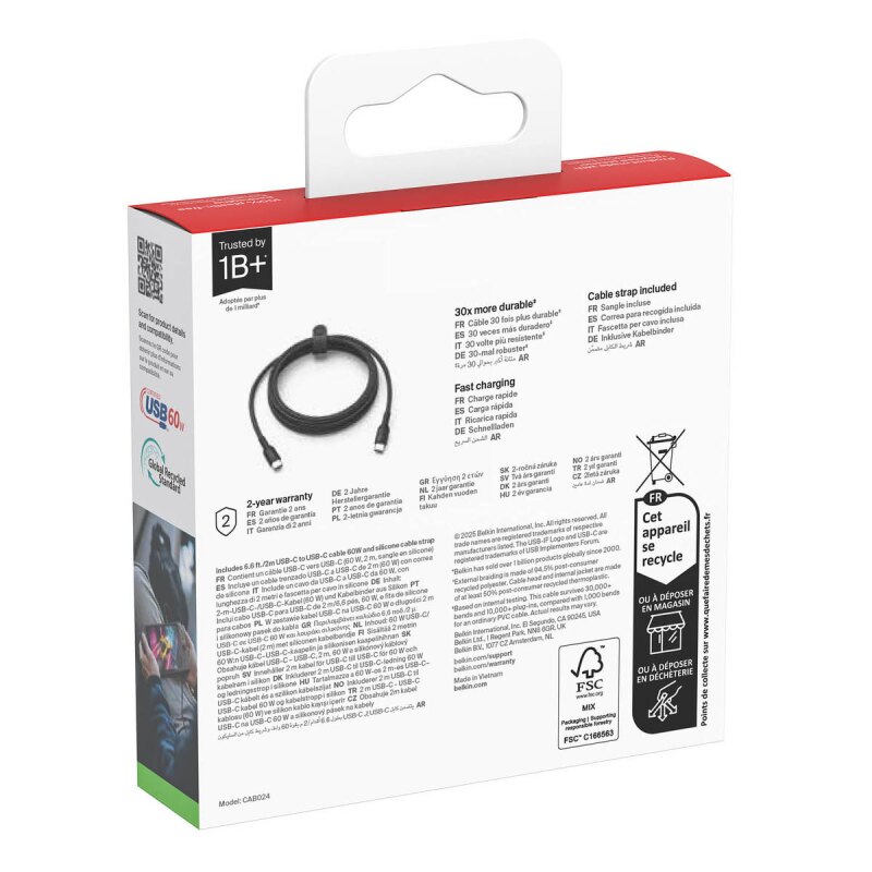 Belkin Kabel USB-C na USB-C 60W, w oplocie, do Nintendo Swit… | PartsPC.pl