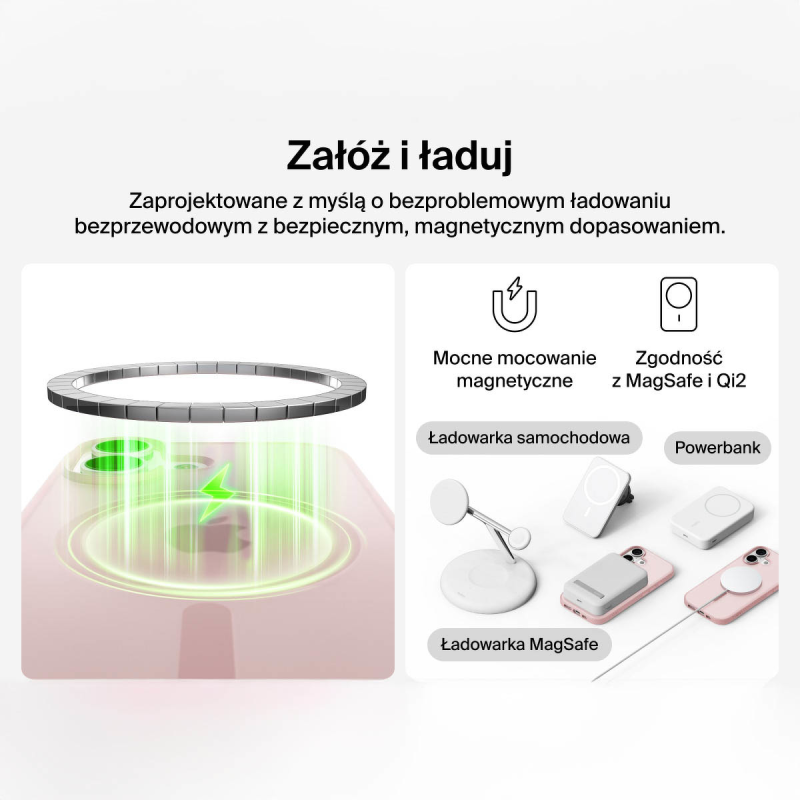 Belkin Etui na iPhone 17 magnetyczne, żebrowane, różowe