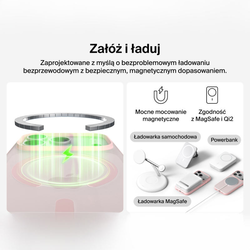 Belkin Etui na iPhone 17 Pro magnetyczne, żebrowane, różowe