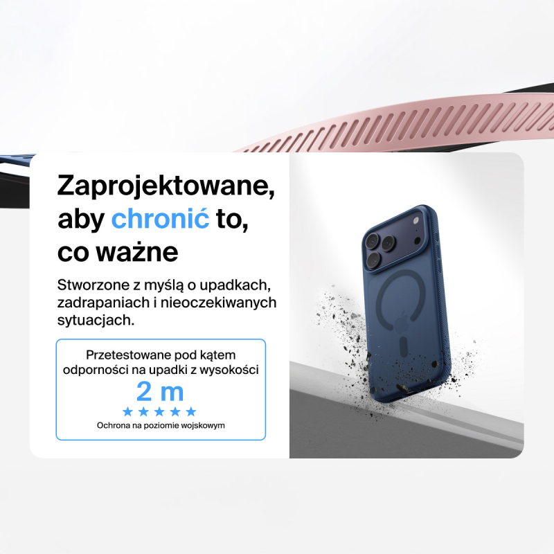 Belkin Etui na iPhone 17 Pro Max magnetyczne, żebrowane, granatowe
