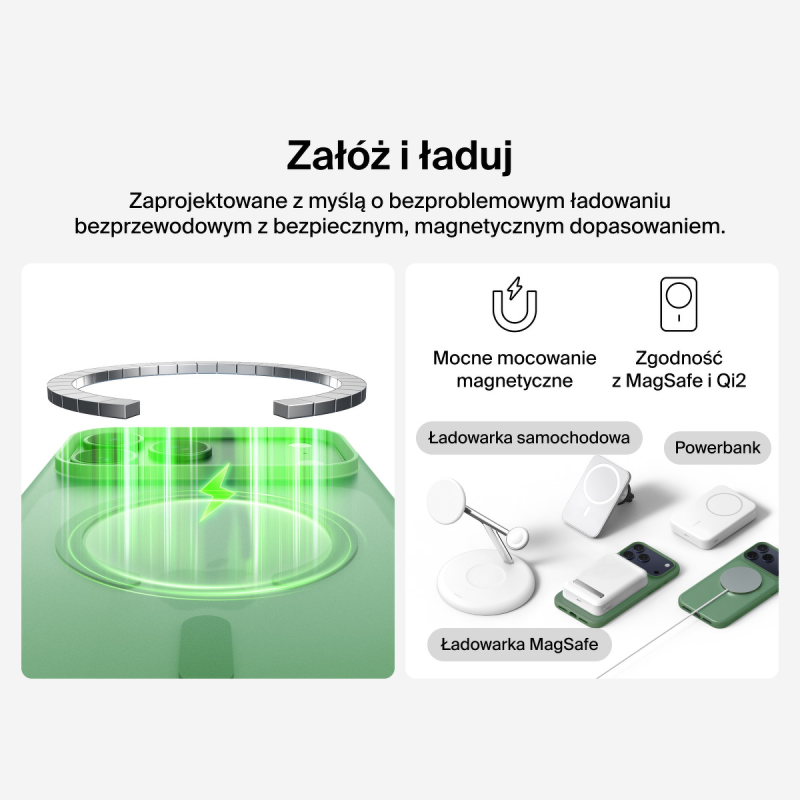 Belkin Etui na iPhone 17 Pro Max magnetyczne, żebrowane, pistacjowe