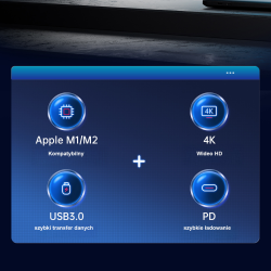 Orico Hub USB-C 5Gbps, USB-A, 2xUSB-A 2.0, PD60W, HDMI 4K@30Hz, szary