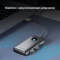 Orico Hub USB-C 5Gbps, USB-A, 2xUSB-A 2.0, PD60W, HDMI 4K@30Hz, szary