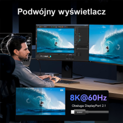 Orico Przewód Thunderbolt 5 USB-C 80Gbps, 240W, 8K@60Hz, 1,5m, czarny