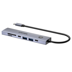 Unitek Hub USB-C 7w1 4K@60Hz, PD 100W i przycisk HDMI On/Off