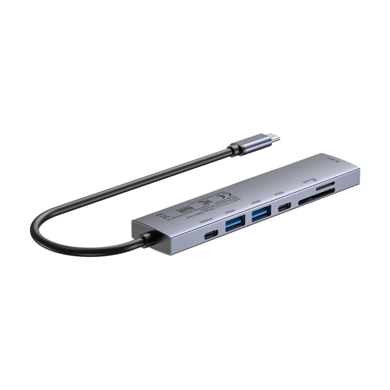 Unitek Hub USB-C 7w1 4K@60Hz, PD 100W i przycisk HDMI On/Off
