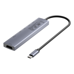 Unitek Hub USB-C 7w1 4K@60Hz, PD 100W i przycisk HDMI On/Off