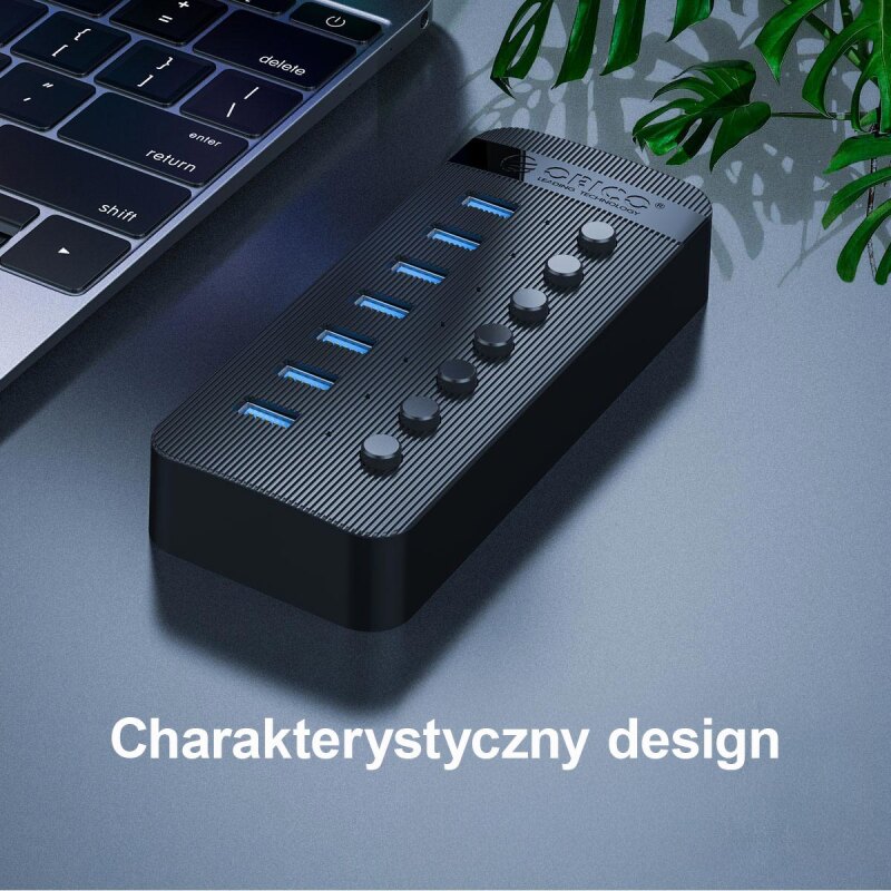 Orico Aktywny hub 10xUSB-A 5Gbps BC 1.2 48W czarny | PartsPC.pl