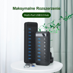 Orico Aktywny hub 10xUSB-A 5Gbps BC 1.2 48W czarny | PartsPC.pl