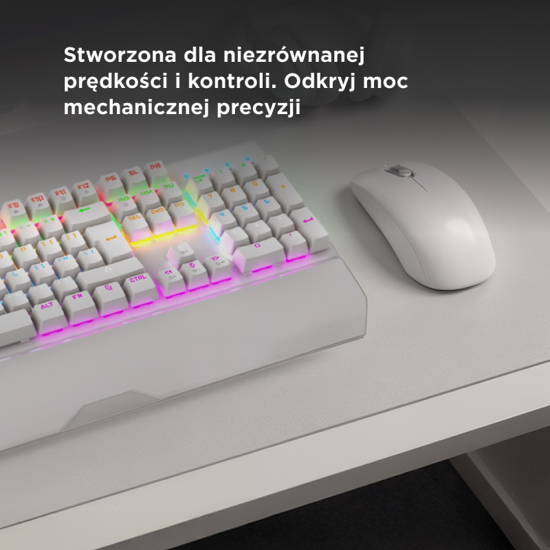 Rampage klawiatura mechaniczna KB-R86 UMBRA Blue Switch Biała