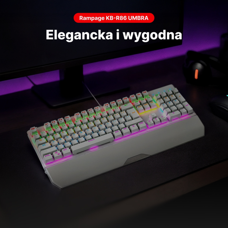 Rampage klawiatura mechaniczna KB-R86 UMBRA Blue Switch Biała