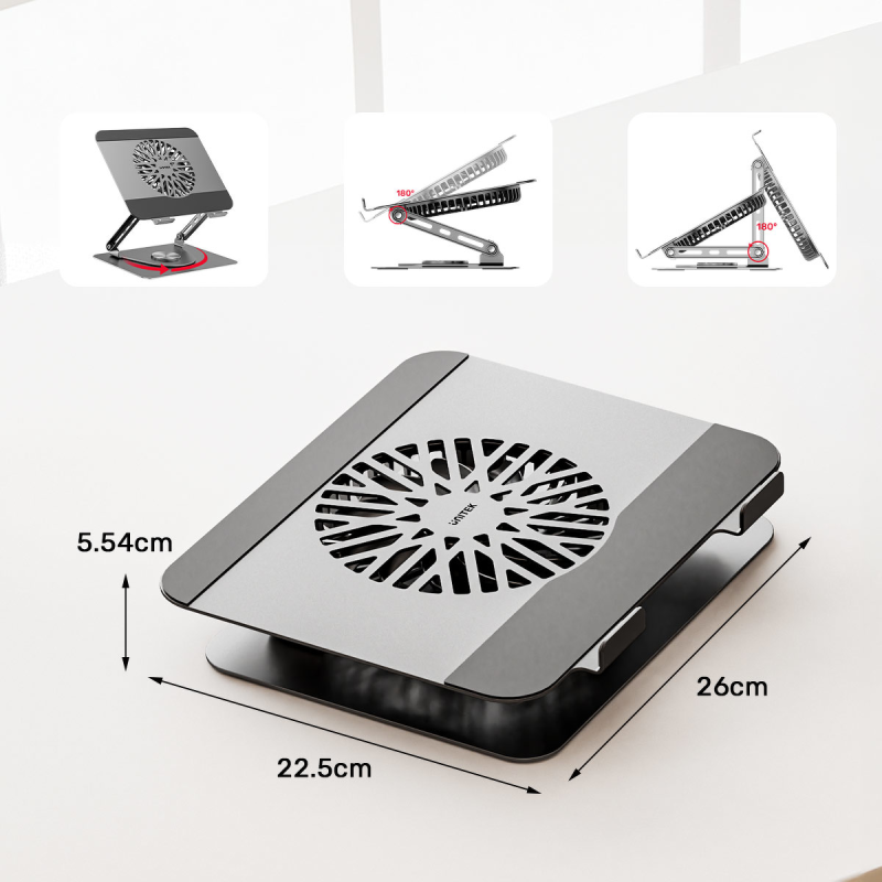 Unitek Podstawka chłodząca pod laptopa regulowana 360°, 8''- 17,3''