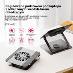 Unitek Podstawka chłodząca pod laptopa regulowana 360°, 8''- 17,3''