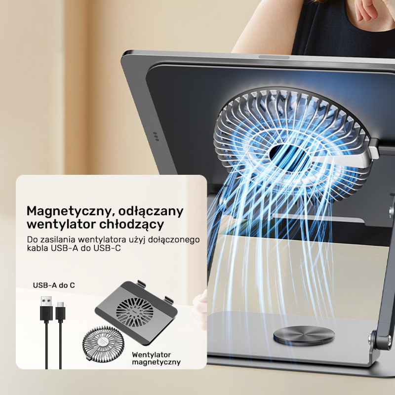 Unitek Podstawka chłodząca pod laptopa regulowana 360°, 8''- 17,3''