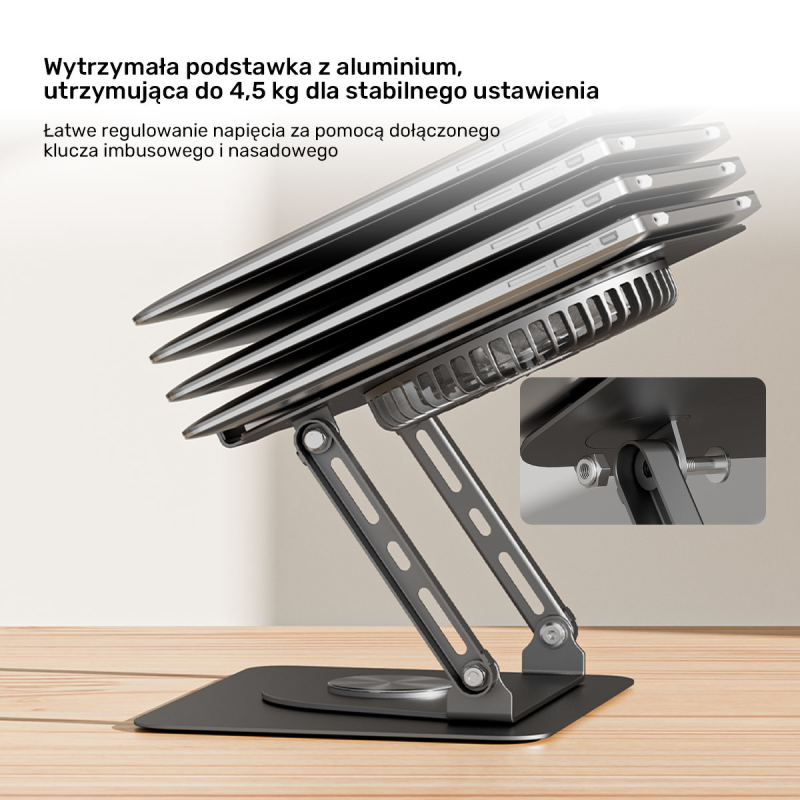 Unitek Podstawka chłodząca pod laptopa regulowana 360°, 8''- 17,3''
