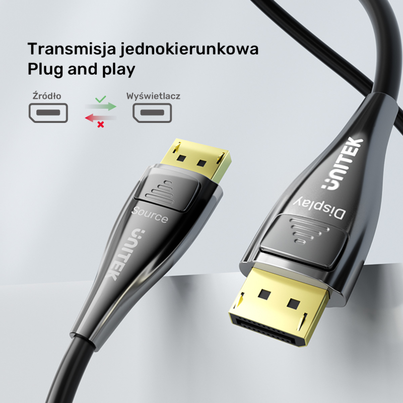 Unitek Kabel światłowodowy 8K Display Port 2.1 30m