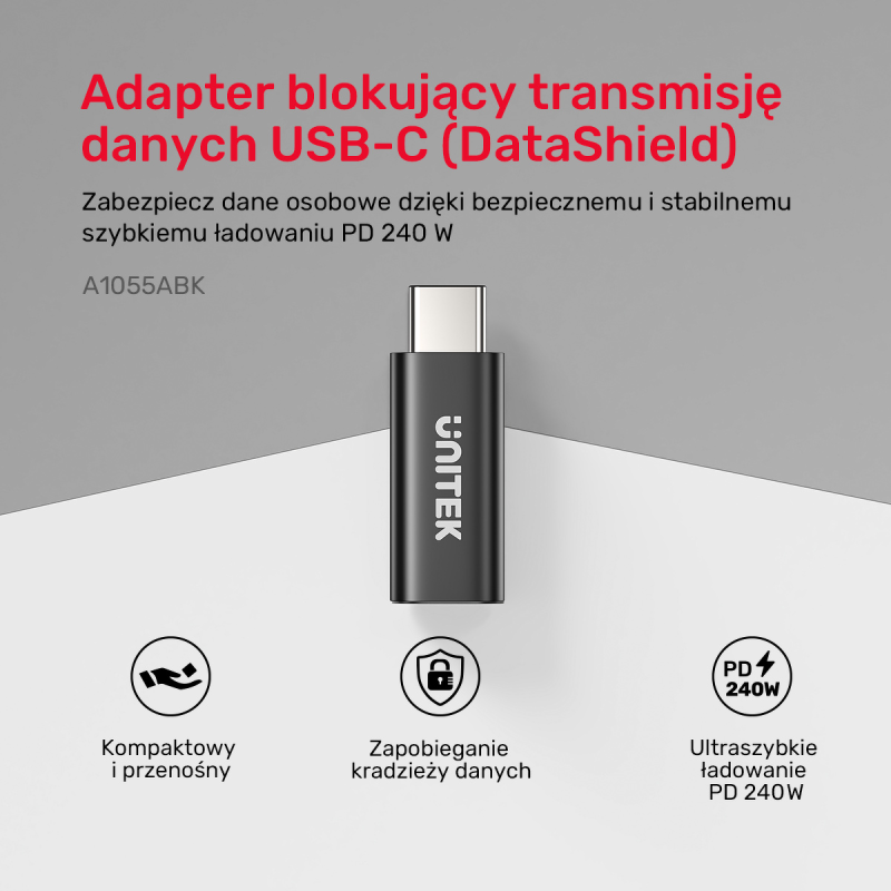 Unitek Adapter blokujący dane USB-C