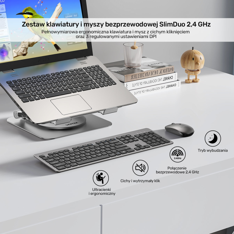 Unitek Zestaw SlimDuo 2.4G bezprzewodowa myszka i klawiatura