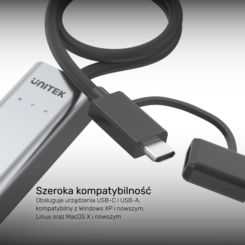 Unitek Hybrydowy adapter USB-C/USB-A do sieci Gigabit Ethernet 2,5G