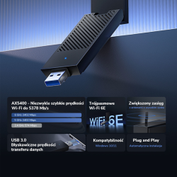 CUDY WU5400 Adapter USB Wi-Fi 6E tri-band | PartsPC.pl