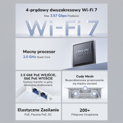 CUDY AP3600_P Punkt dostępowy Wi-Fi 7, 2.5G z adapterem PoE