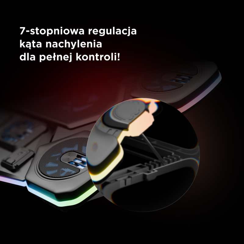 Rampage Glacier Gamingowa podstawka chłodząca pod laptop 14–17”, 2600RPM, czarna