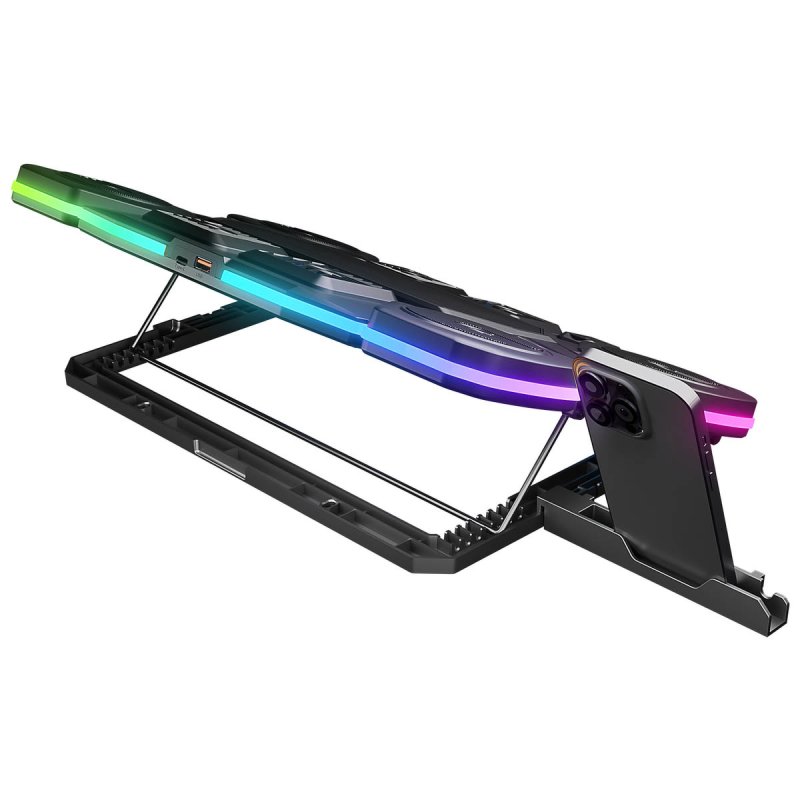 Rampage Glacier Gamingowa podstawka chłodząca pod laptop 14–17”, 2600RPM, czarna