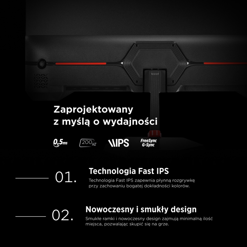 Rampage Crimson Monitor gamingowy 27'' FHD 200 Hz 0,5 ms FastIPS