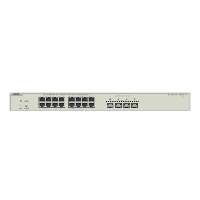 Ruijie Reyee RG-NBS3300-16MG4XS-HP | Switch Zarządzalny, 20 portów, 16x2,5GE, 4 x PoE++, 12 x PoE+, 370W, 4xSFP+, Rack, L2+, Clo