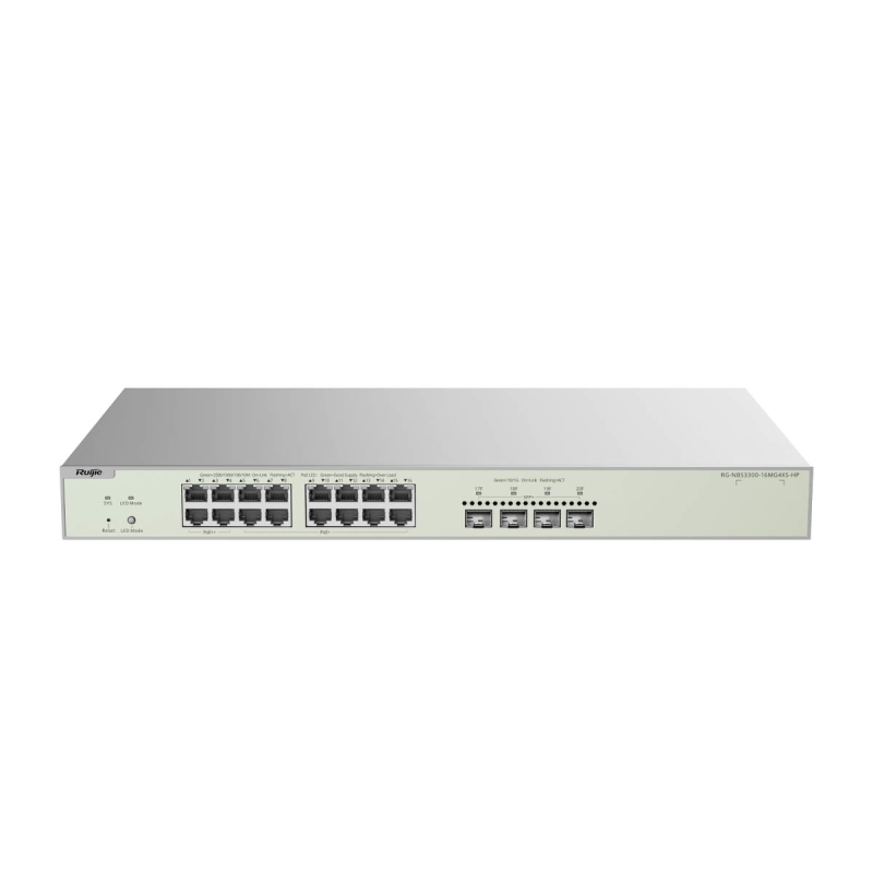 Ruijie Reyee RG-NBS3300-16MG4XS-HP | Switch Zarządzalny, 20 portów, 16x2,5GE, 4 x PoE++, 12 x PoE+, 370W, 4xSFP+, Rack, L2+, Clo