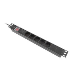 Listwa zasilająca Lanberg Rack PDU 19" 1U 10A 5x 230V Schuko 2M Czarna