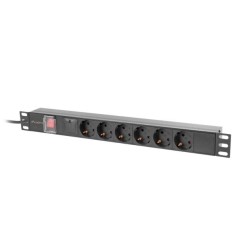 Listwa zasilająca Lanberg Rack PDU 19" 1U 10A 6x 230V Schuko 2m Czarna