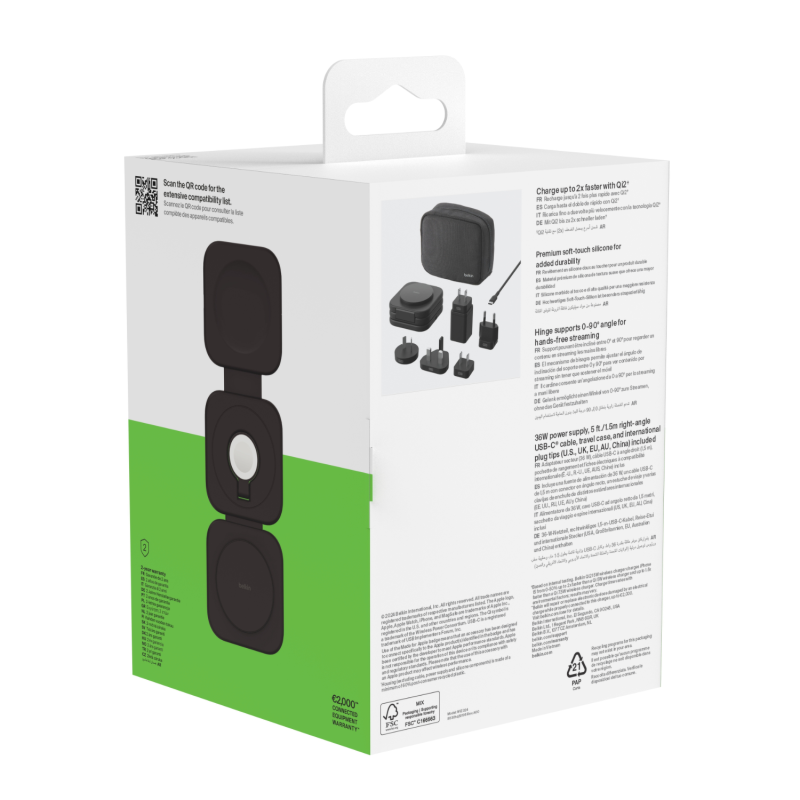 Belkin Podróżna magnetyczna podkładka ładująca Belkin 3 w 1, Qi2 15W