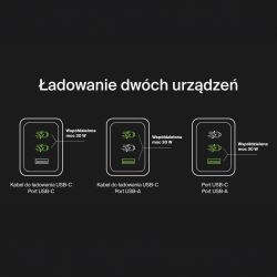 Belkin Powerbank 20 000 mAh, 30W, wbudowany kabel USB-C, USB-C, USB-A, niebieski