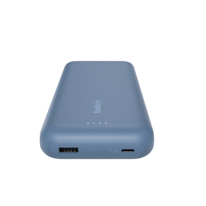 Belkin Powerbank 20 000 mAh, 30W, wbudowany kabel USB-C, USB-C, USB-A, niebieski