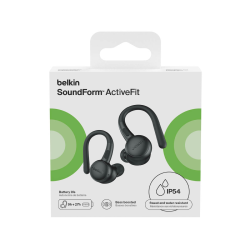 Belkin Słuchawki douszne z zaczepami, wodoodporne IP54, Bluetooth 5.4, czarne