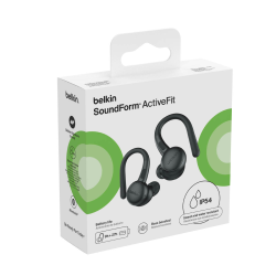 Belkin Słuchawki douszne z zaczepami, wodoodporne IP54, Bluetooth 5.4, czarne