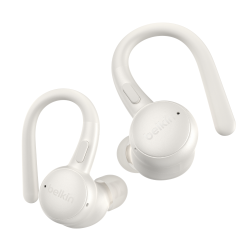 Belkin Słuchawki douszne z zaczepami, wodoodporne IP54, Bluetooth 5.4, kremowe