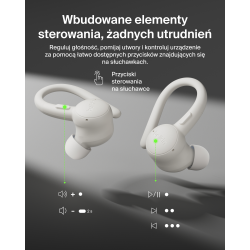 Belkin Słuchawki douszne z zaczepami, wodoodporne IP54, Bluetooth 5.4, kremowe