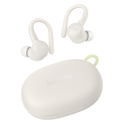 Belkin Słuchawki douszne z zaczepami, wodoodporne IP54, Bluetooth 5.4, kremowe