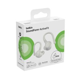 Belkin Słuchawki douszne z zaczepami, wodoodporne IP54, Bluetooth 5.4, kremowe