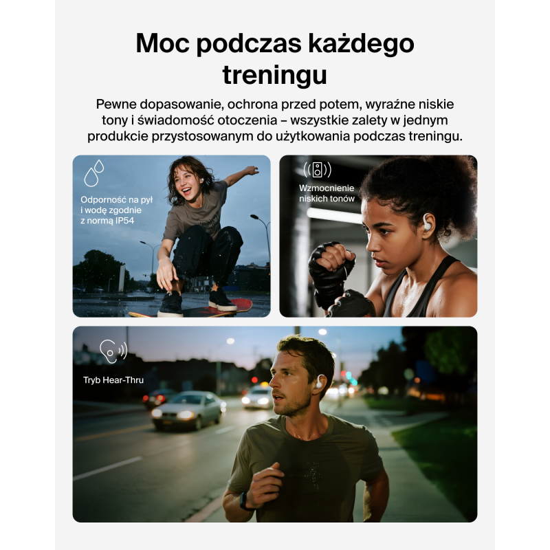 Belkin Słuchawki douszne z zaczepami, wodoodporne IP54, Bluetooth 5.4, kremowe