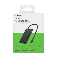 Belkin Hub USB-C, 2 x USB-A, 2 x USB-C PD 100W, HDMI 2.0 4K, 5Gbps, czarny