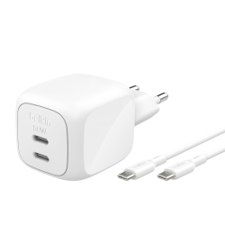 Belkin Ładowarka sieciowa, 2 porty USB-C, 50W, kabel USB-C, biała