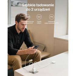 Belkin Ładowarka sieciowa, 2 porty USB-C, 50W, kabel USB-C, biała