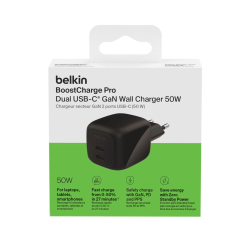 Belkin Ładowarka sieciowa, 2 porty USB-C, 50W, czarna