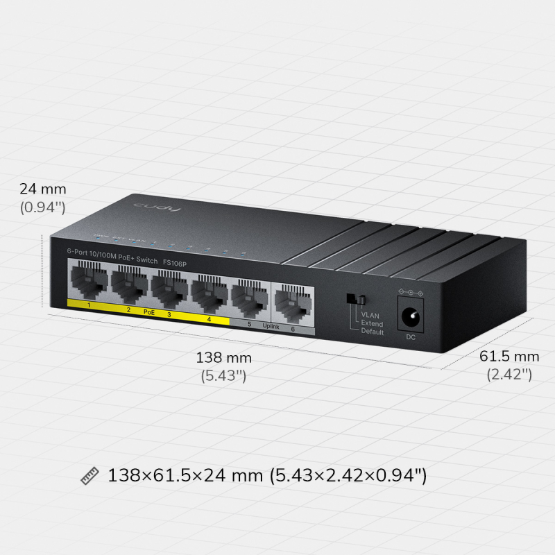 CUDY FS106P | przełącznik sieciowy, 6-portowy, PoE+, 36W