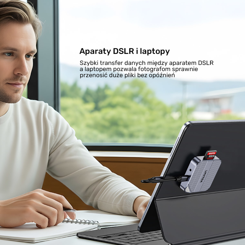 Unitek Magnetyczny czytnik kart SD/Micro SD 6w1 | PD100W | 4K@60Hz | 5Gbps