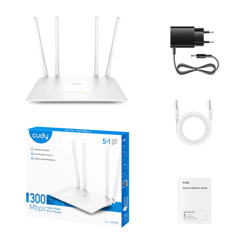 CUDY WR300S | router, Wi-Fi, 2,4GHz, MESH
