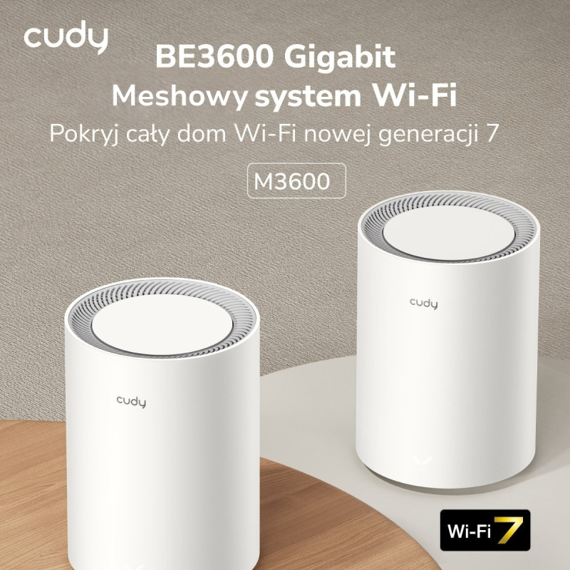 CUDY M3600(2-Pack) | Mesh, WiFi 7, 2,4GHz/5GHz, Gigabit